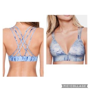 VICTORIA’S SECRET PINK Women’s Unlined Bonded Strappy Bralette Blue Tie Dye